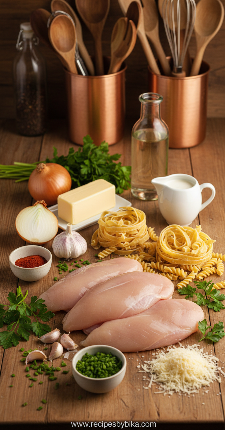 Ingredients for cowboy butter chicken pasta