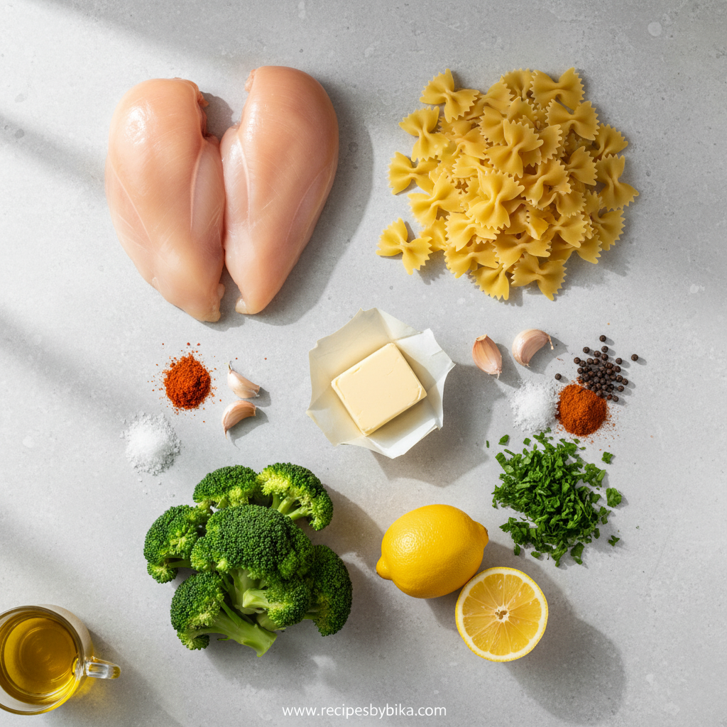 Lemon Cowboy Butter Chicken Pasta with Broccoli - Easy One Pan Weeknight Dinner 2 Ingredients for lemon cowboy butter chicken pasta