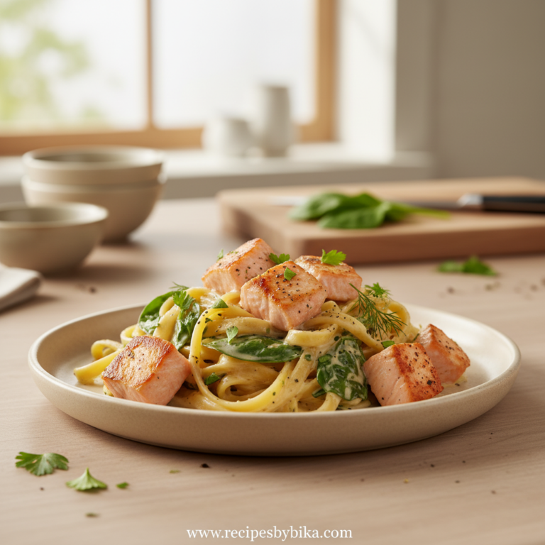 creamy-salmon-pasta-with-mixed-greens_feature