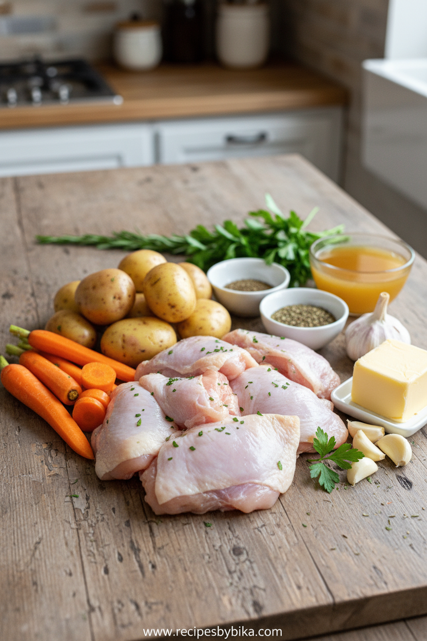 Crock Pot Garlic Butter Chicken with Potatoes and Carrots - Easy Slow Cooker Dinner 2 Ingredients for crock pot garlic butter chicken