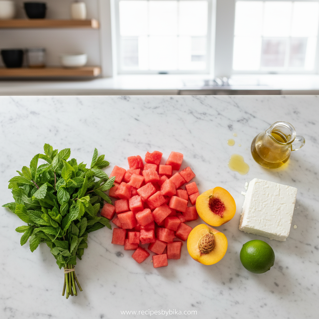 Easy Peach Watermelon Salad - Refreshing Summer Fruit Mix Recipe 2 Fresh ingredients for peach watermelon salad