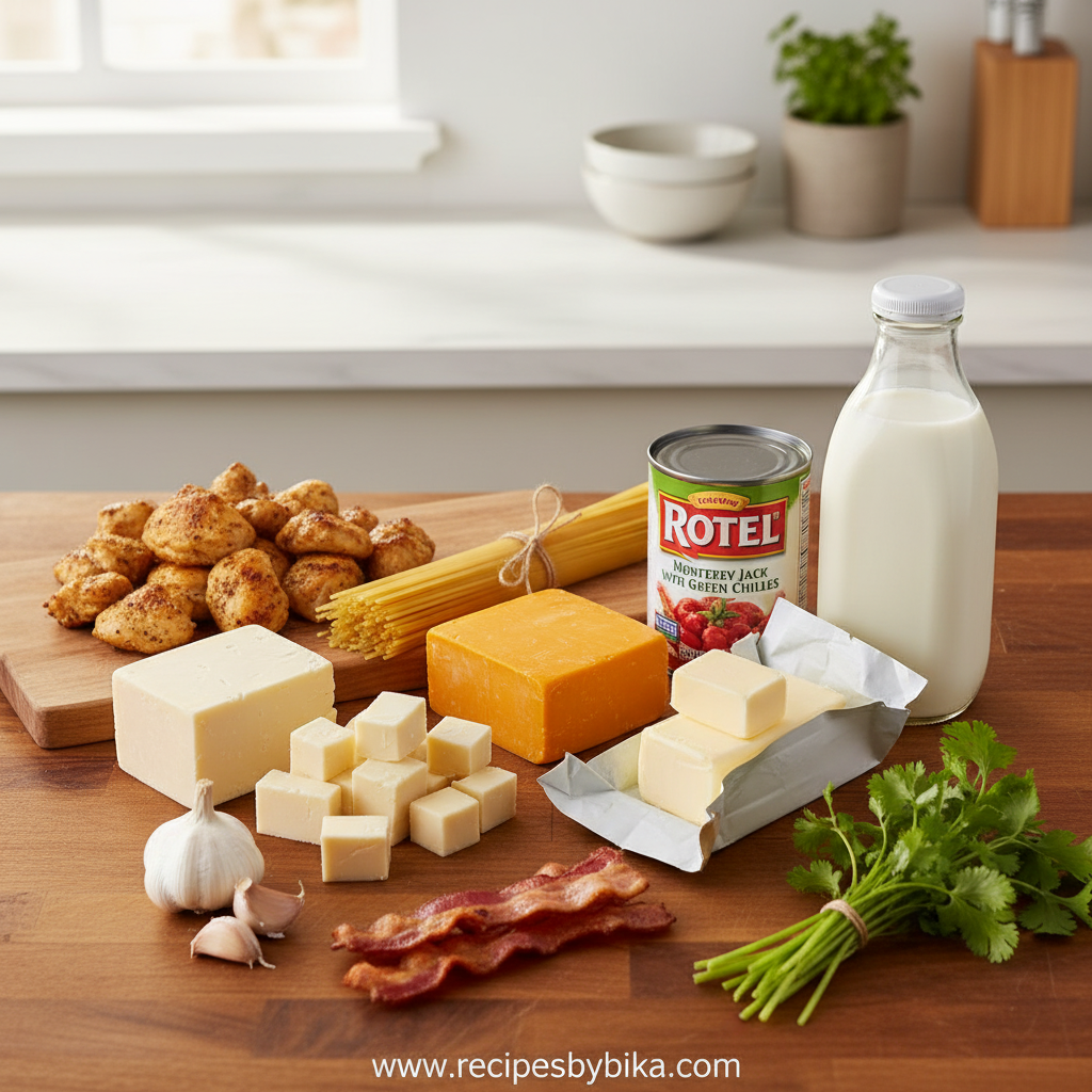 Ingredients for chicken spaghetti casserole