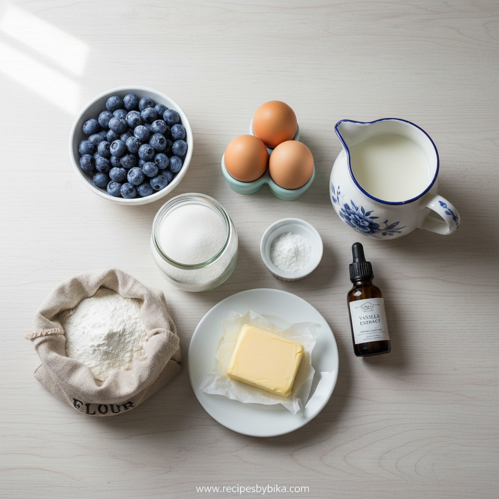 Ingredients for Bakery Style Blueberry Muffins