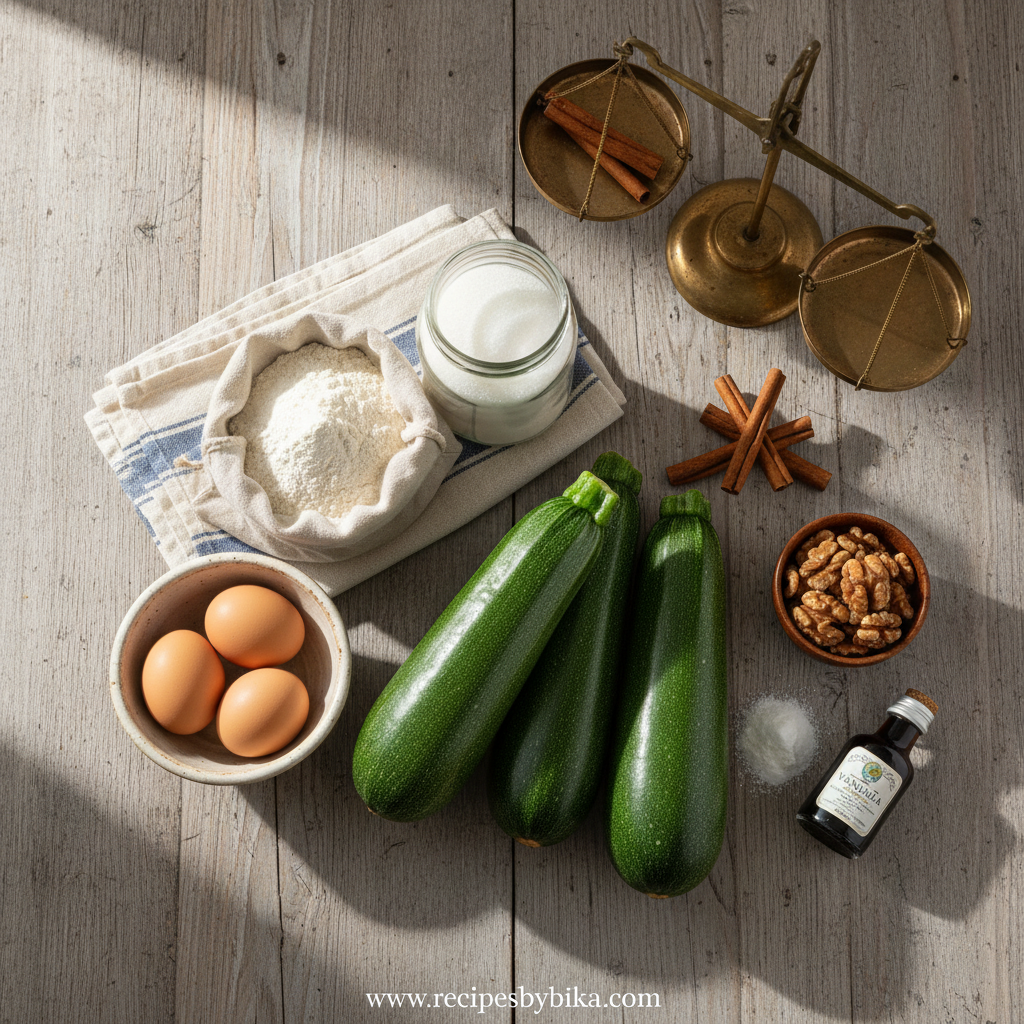 Ingredients for Zucchini Bread
