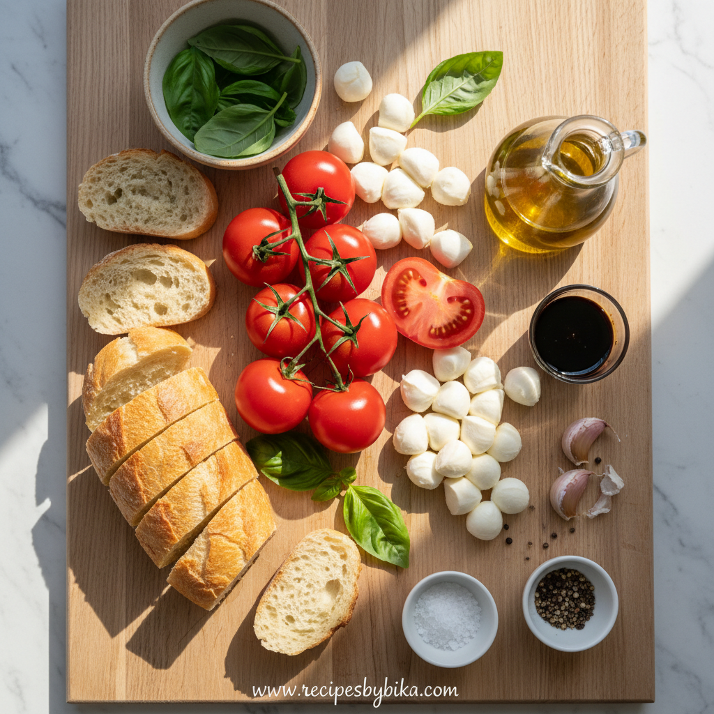 Ingredients for Caprese Bruschetta