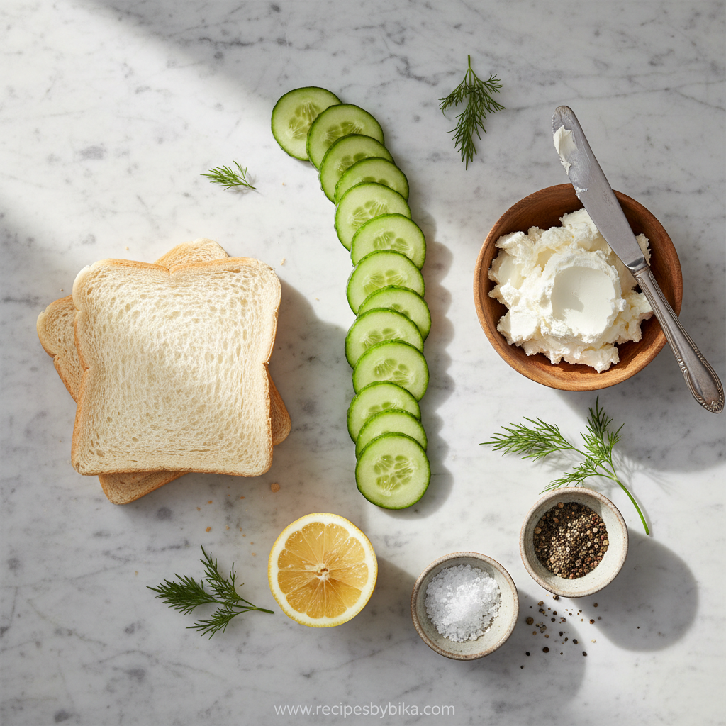Ingredients for cucumber sandwiches