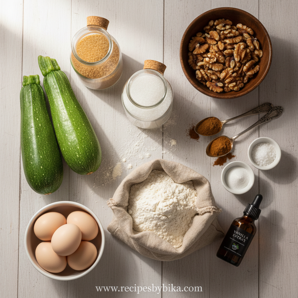 Ingredients for moist zucchini bread