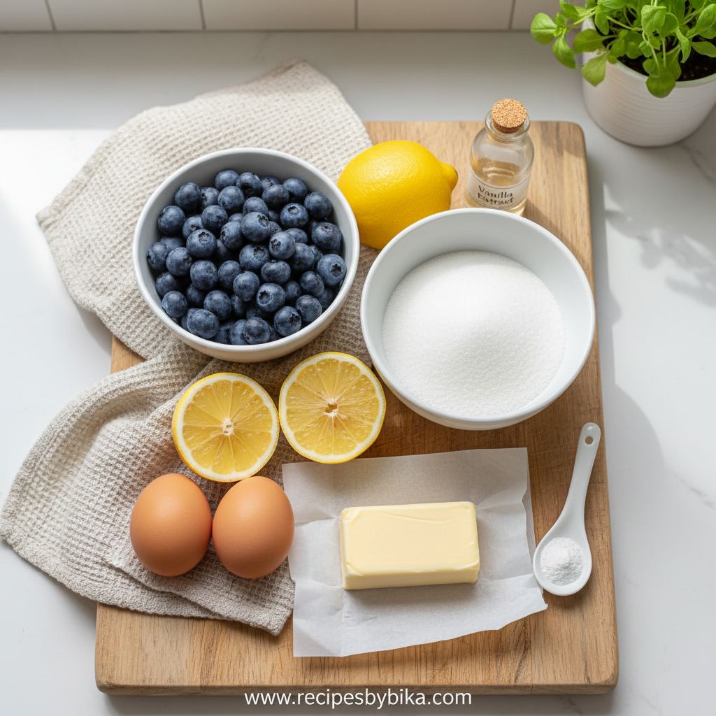 Ingredients for Lemon Blueberry Muffins