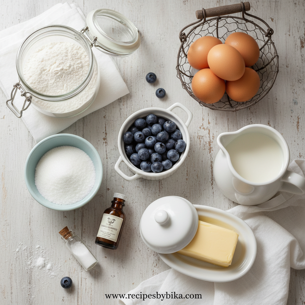 Ingredients for blueberry muffins