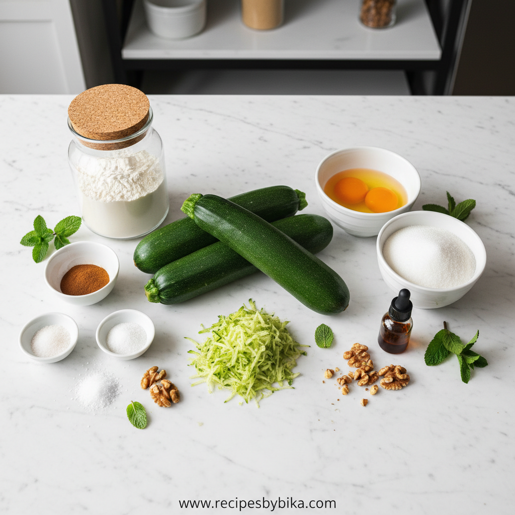 Ingredients for Mom’s Secret Moist Zucchini Bread