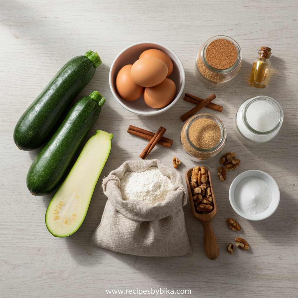 Ingredients for Old Fashioned Zucchini Bread