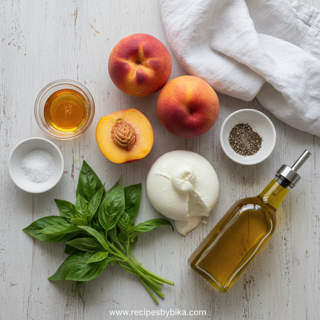Ingredients for Summer Peach Burrata Salad