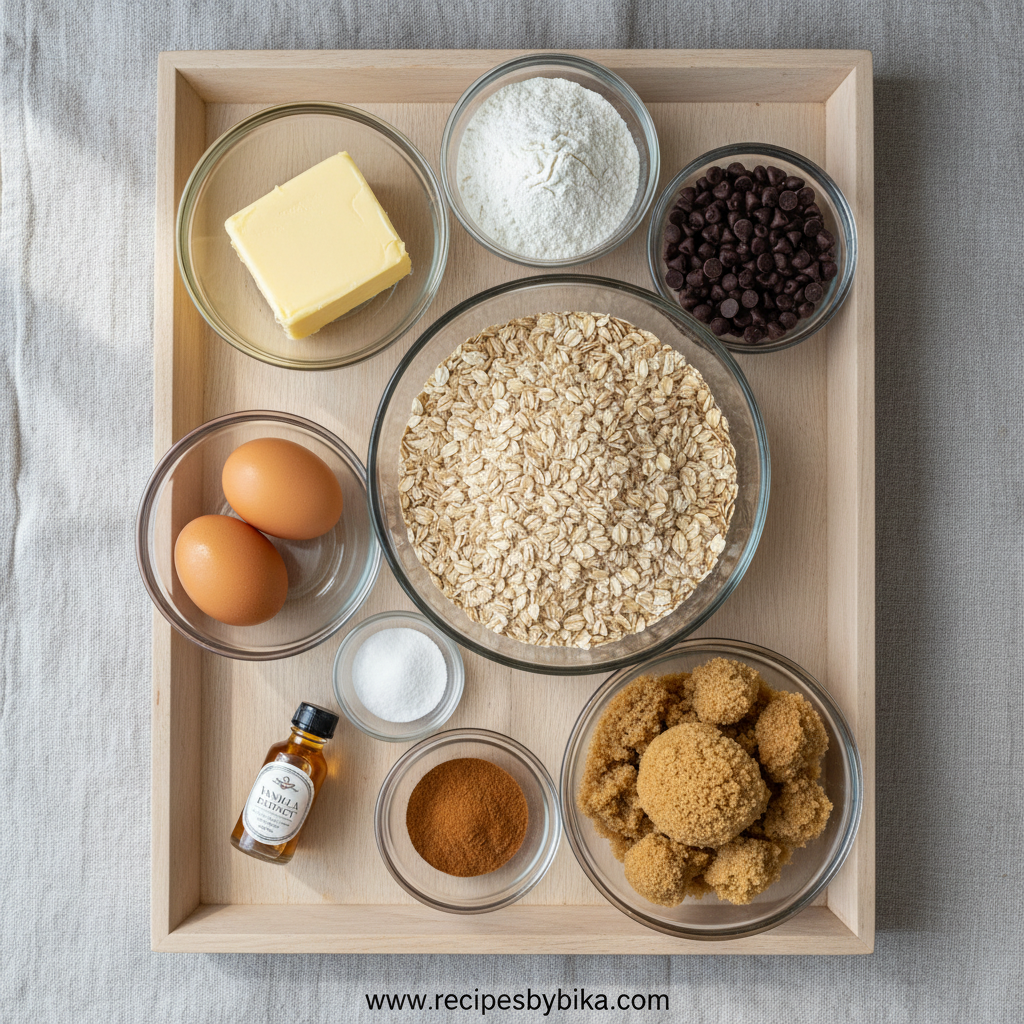 Ingredients for the best oatmeal cookies