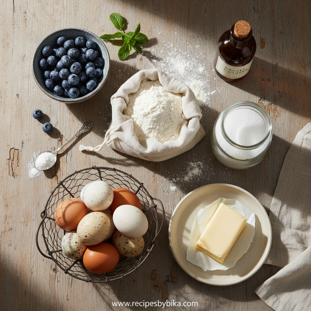 Ingredients for Blueberry Muffins with Crumble Topping