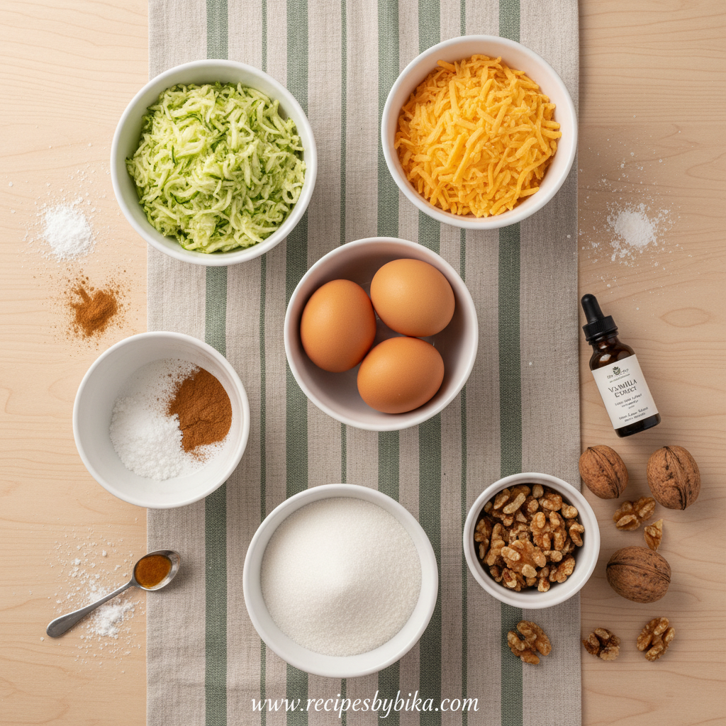 Ingredients for Zucchini Cheddar Bread