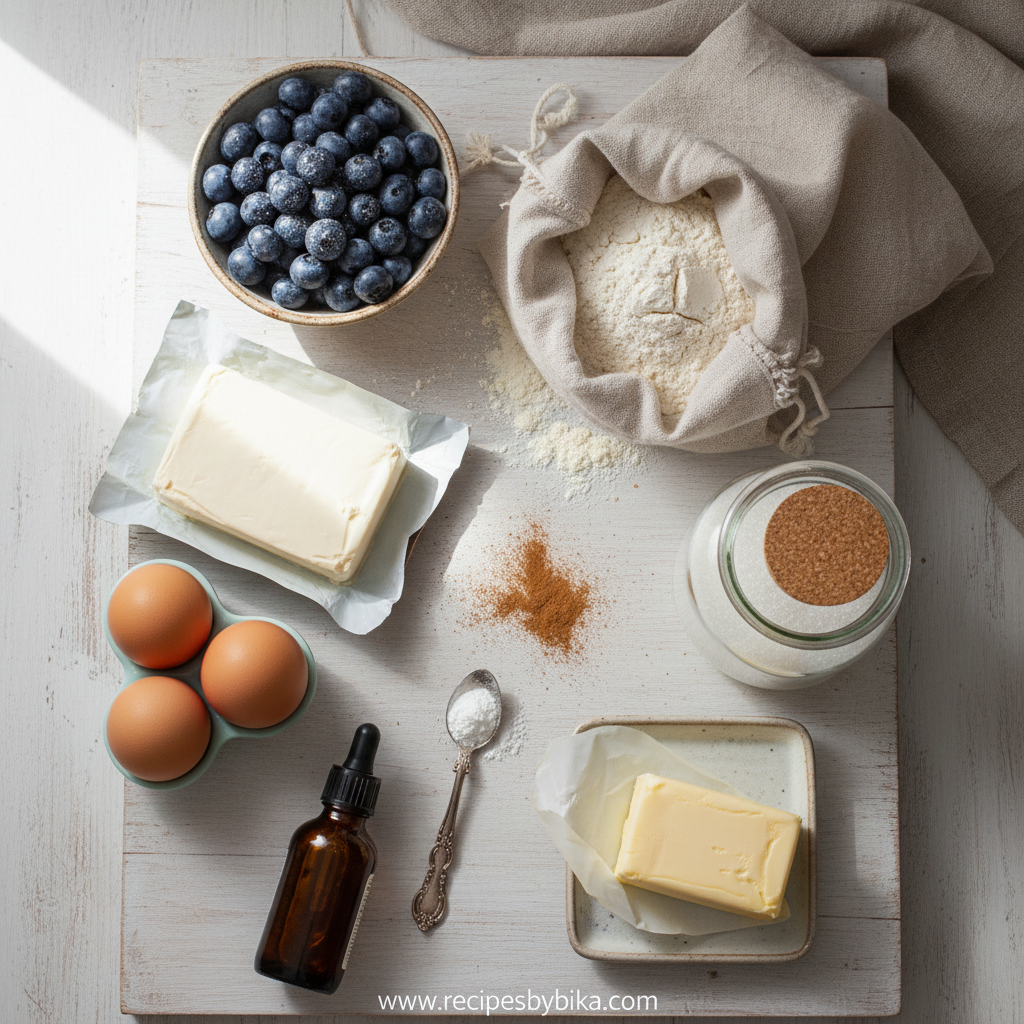 Ingredients for Cream Cheese Blueberry Muffins
